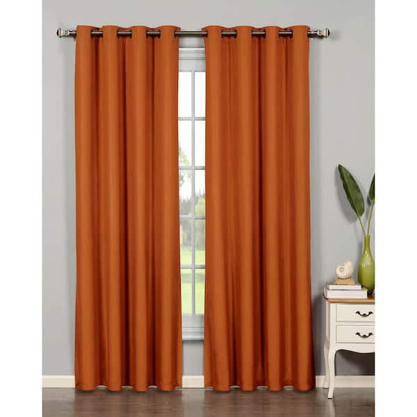 Bella Luna Semi-Opaque Emma Microfiber Extra Wide 95 in. L Room Darkening Grommet Curtain Panel Pair, Terracotta (Set of 2)