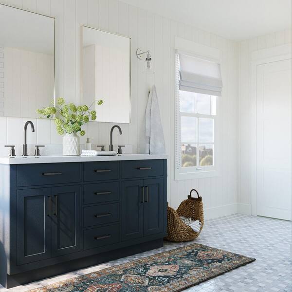 ARIEL Hepburn 61 in. W x 22 in. D x 36 in. H Bath Vanity in Midnight ...