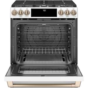 30 in. 5.6 cu. ft. Smart Slide-In Gas Range in Matte White with True Convection, Air Fry