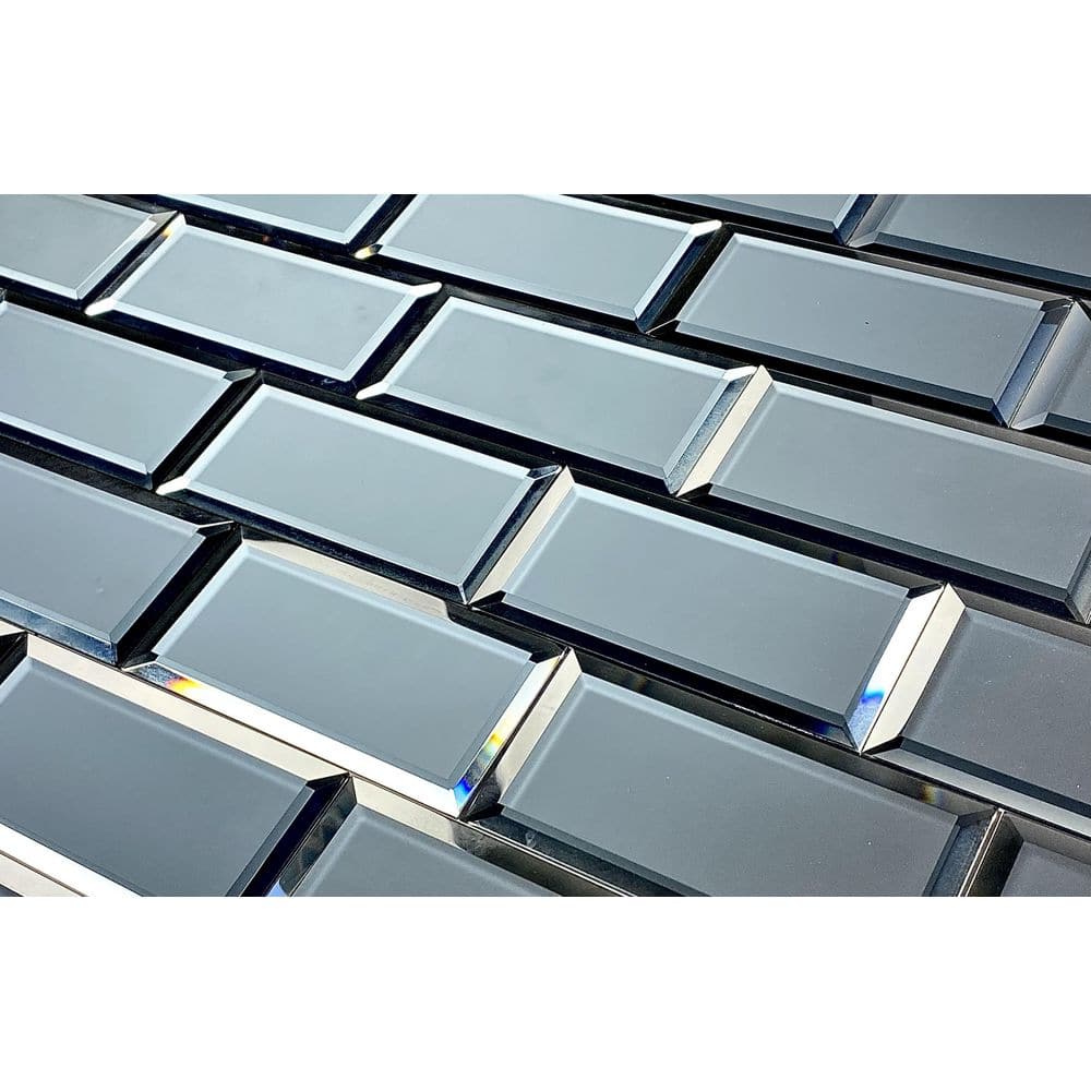 Graphite Blue 3x6 Matte Glass Beveled Subway Tile