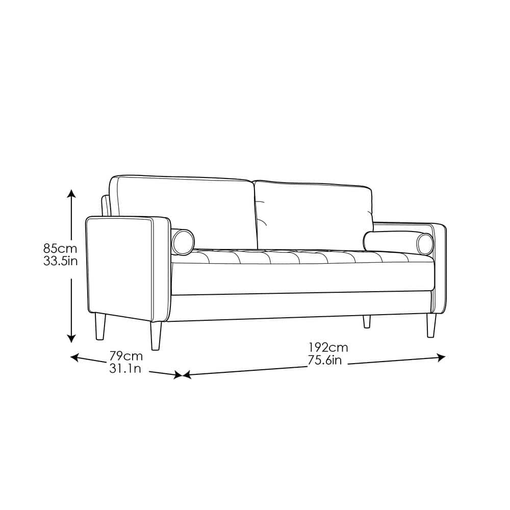 Mid-Century Modern Navy Blue Tufted Microfiber Sofa with Wood Legs