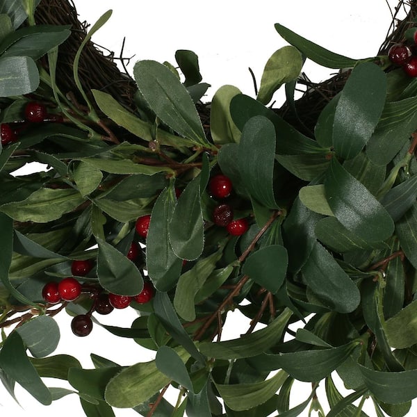 Christmas Olive Leaf Wreath Artificial Berry Wreath Imitation Peace Olive  Branch Garland for Home Party Dark Green 