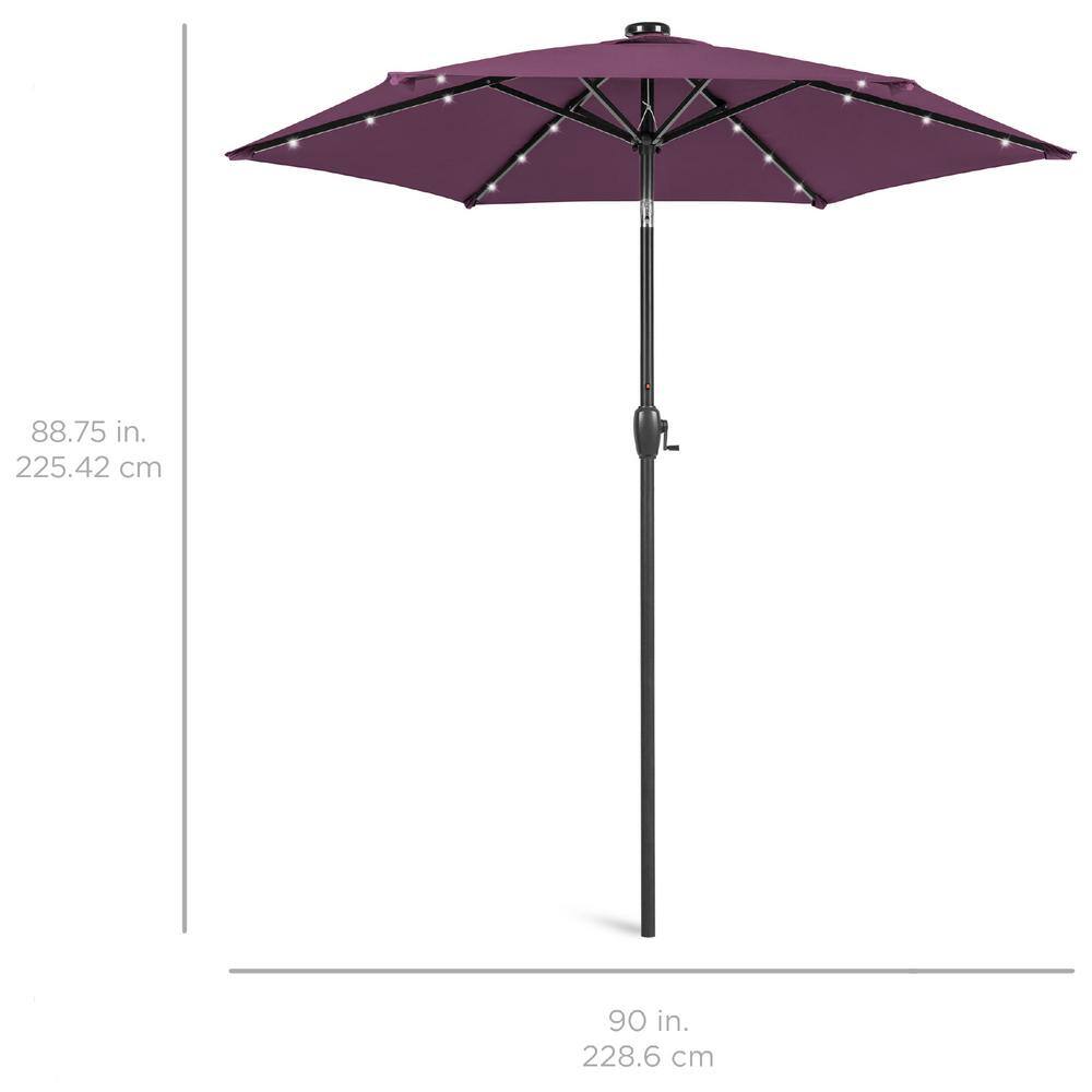 7.5ft Amethyst Purple Solar LED Outdoor Patio Umbrella