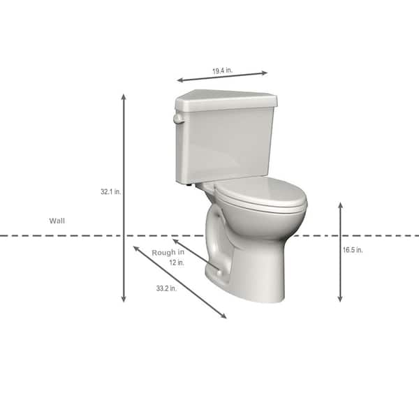 American Standard Cadet 3 Powerwash Triangle Tall Height 2 Piece 1 6 Gpf Round Toilet In White Seat Not Included 270bd001 020 The Home Depot - Standard Toilet Seat Size Us