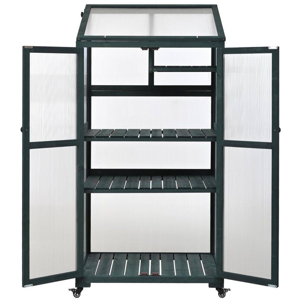 62 in. High Wood Trellis with Wheels and Adjustable Shelves for Indoor ...