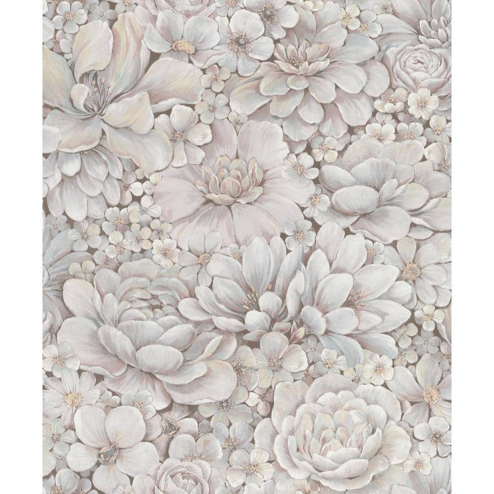 Floral Texture Pink/Grey Matte Finish Vinyl on Non-Woven Non-Pasted Wallpap