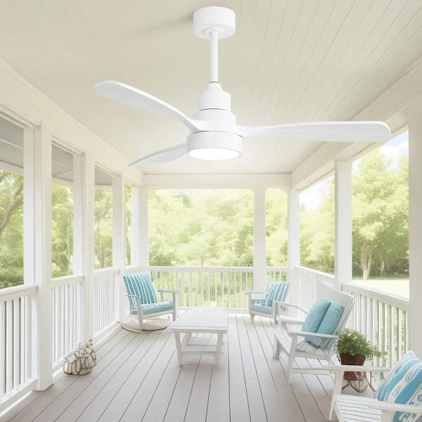 Byteany 48 in. Indoor White Ceiling Fan with Light, 3 Wood Blades, Reversible DC Motor, 18-Watt 3 Colors Adjustable and Remote