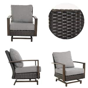 4-Piece Wicker Outdoor Sectional Sofa Set Patio Conversation Set Loveseats Side Table with Gray Cushions