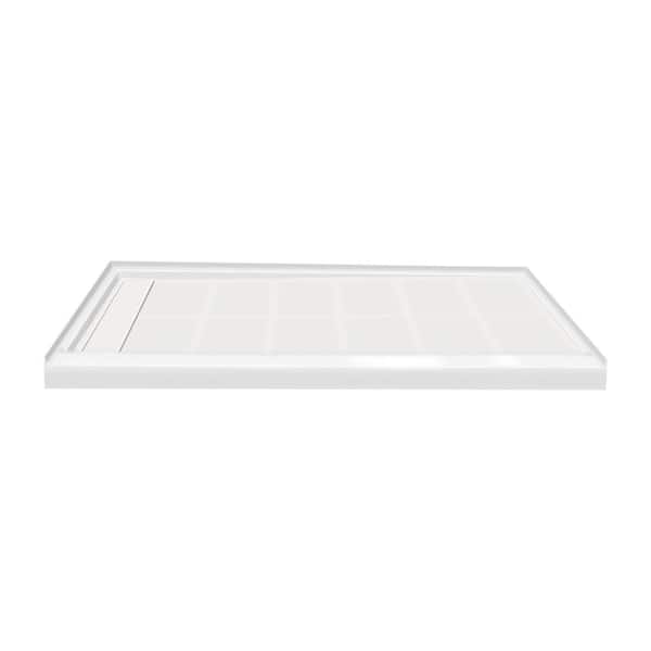 Transolid Linear 30 in. x 60 in. Single Threshold Shower Base in White