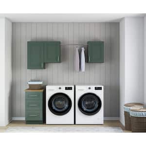 24 in. W. x 84 in. x 82 in. Greenwich Aspen Green Plywood Shaker Stock Ready Assemble Kitchen-Laundry Wall Cabinet Kit