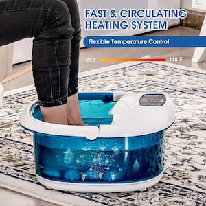 Foot Spa Bath Tub with Heat, Bubbles and Electric Massage Rollers in Blue