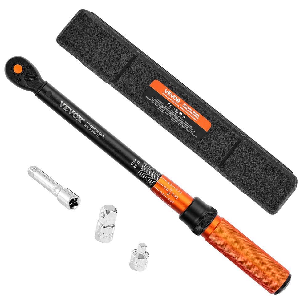 VEVOR Click Torque Wrench, 3/8 in. Drive, 10-100 lbf-ft. / 13.6-135.6 N.m, Dual-direction Torque Wrench with Dual Range Scales