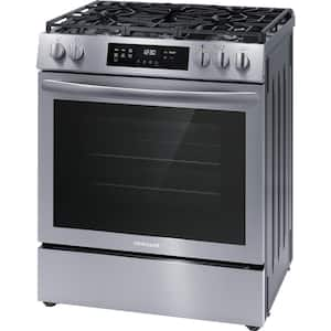 30 in. 5 Burners Slide-In Front Control Self-Cleaning Gas Range with Convection in Stainless Steel