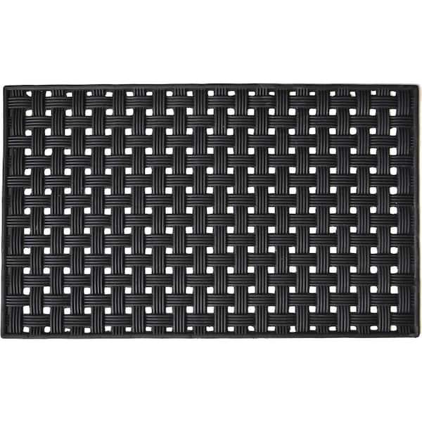 Black 30 in. x 18 in. Rubber Non-Slip Indoor/Outdoor Door Mat