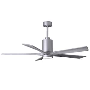Patricia 60 in. LED Indoor/Outdoor Damp Brushed Nickel Ceiling Fan with Light with Remote Control and Wall Control