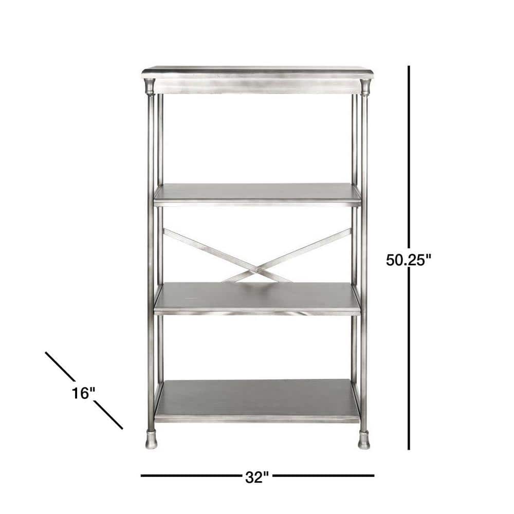 Transitional 3-Tier Dark Silver Iron & Wooden Etagere