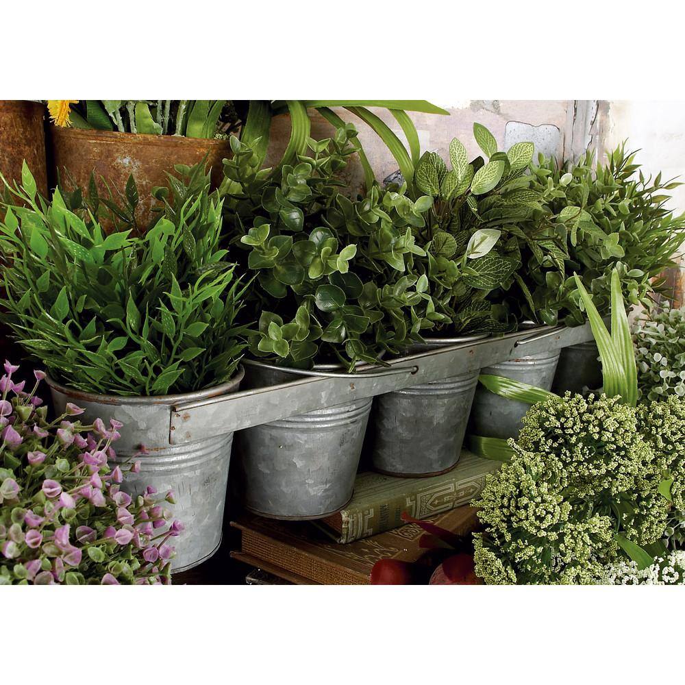 23" Gray Iron 5-Pail Farmhouse Planter with Arched Handles
