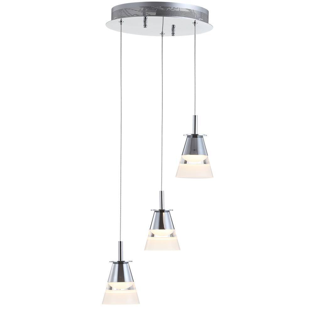 Alain Modern 12.5" Chrome 3-Light Adjustable Cluster LED Pendant