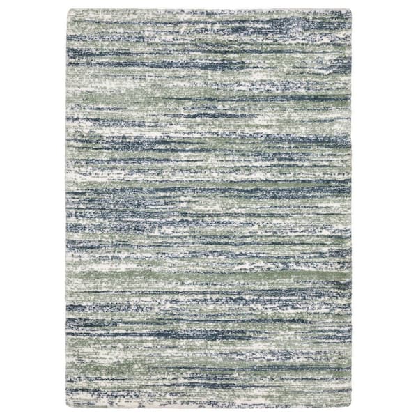 AVERLEY HOME Gale Blue/Green 7 ft. x 10 ft. Abstract Distressed Striped Polyester Indoor Area Rug