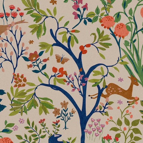JOULES Enchanted Woodland Antique Creme Yellow Wallpaper Sample