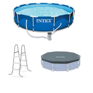 12 ft. x 30 in. Swimming Pool with Pump, Pool Ladder for 42 in. Wall and 12 ft. Cover