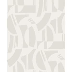 Carter White Cream Flocked Geometric Flock Non-Pasted Non-Woven Paper Wallpaper