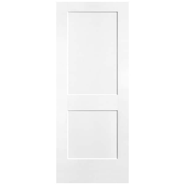 Masonite 32 in. x 80 in. 2-Panel Logan Single Bore Solid Core Ultra Pure White Molded Composite Interior Door Slab