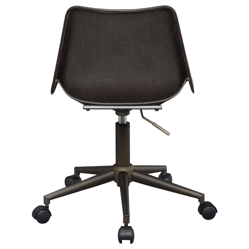 Contemporary Brown Fabric and Rustic Taupe Metal Desk Chair