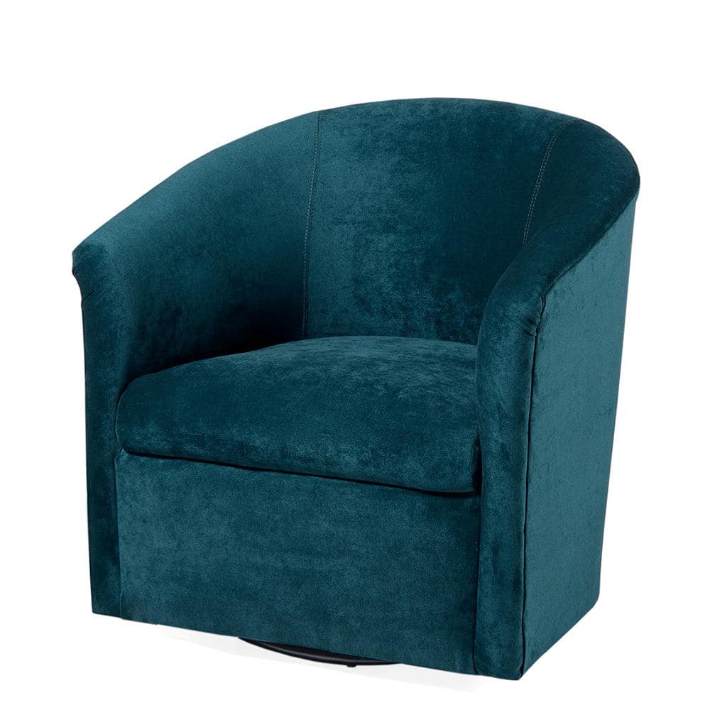 Elizabeth Ocean Blue Velvet-Feel Microfiber Swivel Barrel Chair