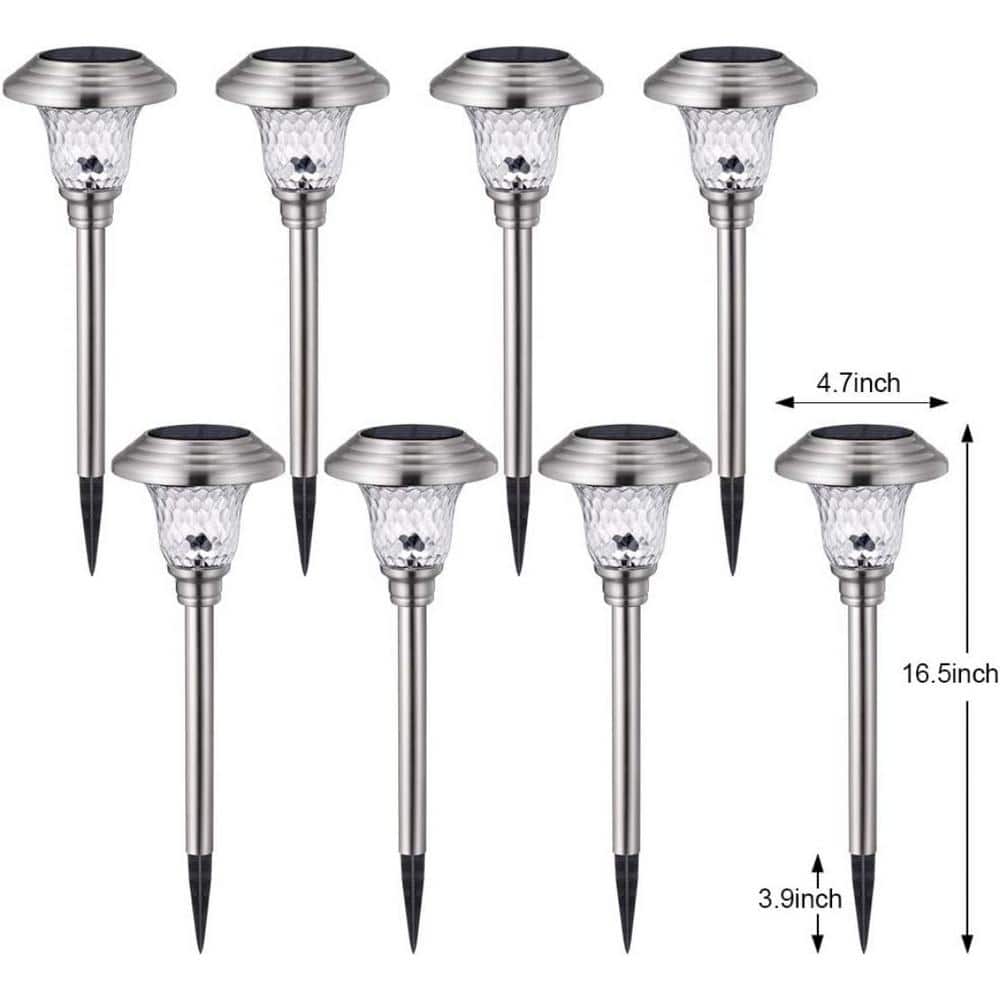 8-Pack Solar LED Pathway Lights with Glass Shade
