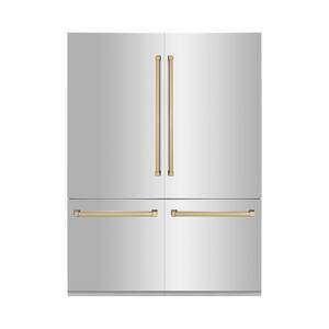 60" Autograph Edition French Door Refrigerator with Water and Ice Dispenser in Stainless Steel & Champagne Bronze