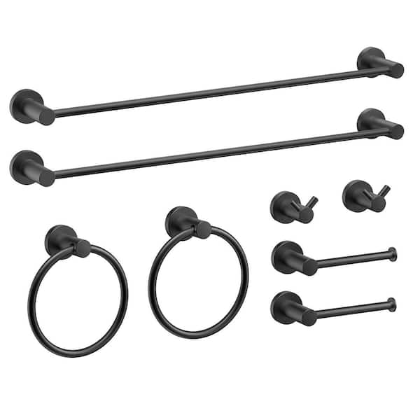 FURUISI 8-Piece Bath Hardware Set with Mounting Hardware in Black