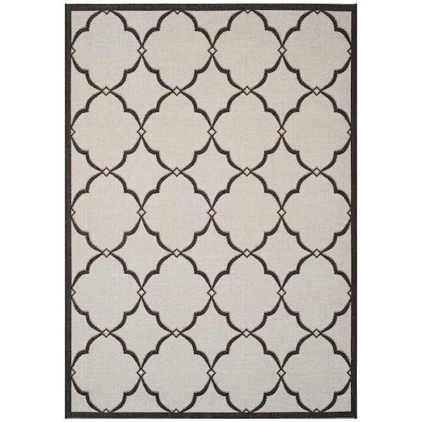 SAFAVIEH Beach House Light Gray/Charcoal Doormat 2 ft. x 4 ft. Trellis Geometric Indoor/Outdoor Area Rug