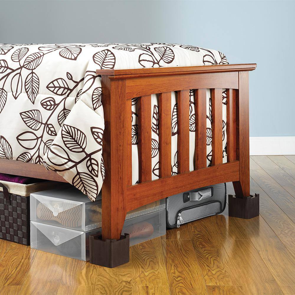 Espresso Wood Bed Risers Set of 4