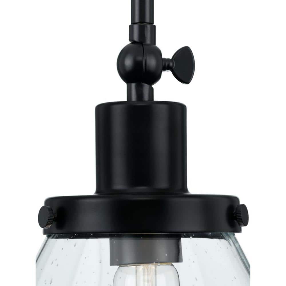 Hinton 12'' Matte Black and Clear Glass Pendant Light