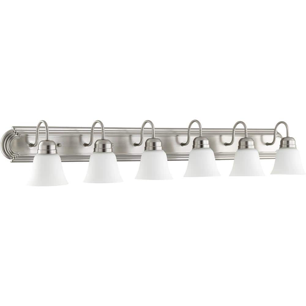 Satin Nickel 6-Light Vanity with Glass Shades
