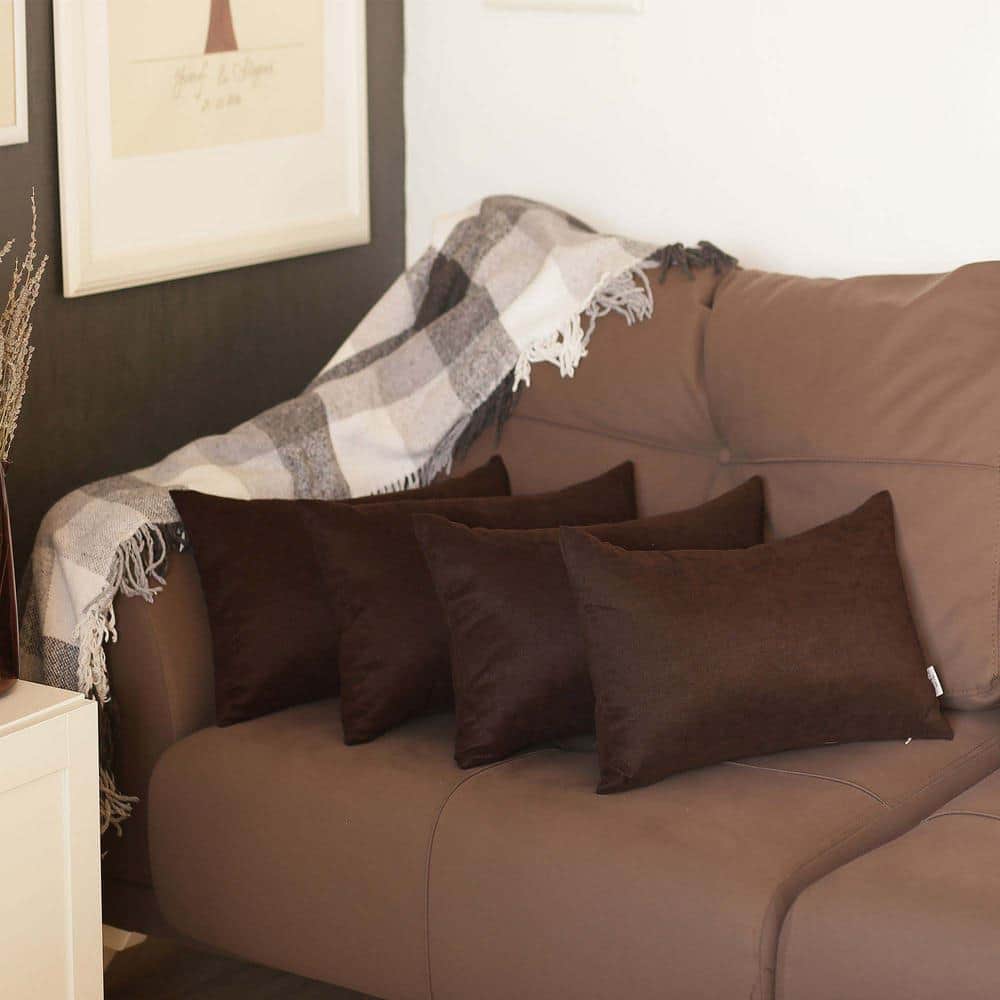 Brown Polyester Lumbar Pillow Covers Set of 4