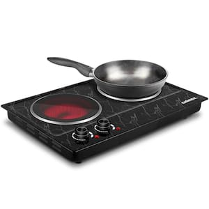 2-Burner 7.1 in. Black Electric Hot Plate with Durable Stainless-Steel Housing