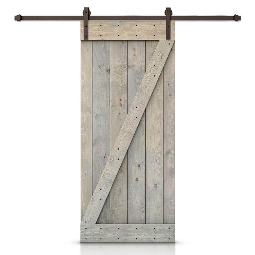 46 in. x 84 in. Z Smoke Gray Stained DIY Knotty Pine Wood Interior Sliding Barn Door with Hardware Kit price history on PriceWatchPro