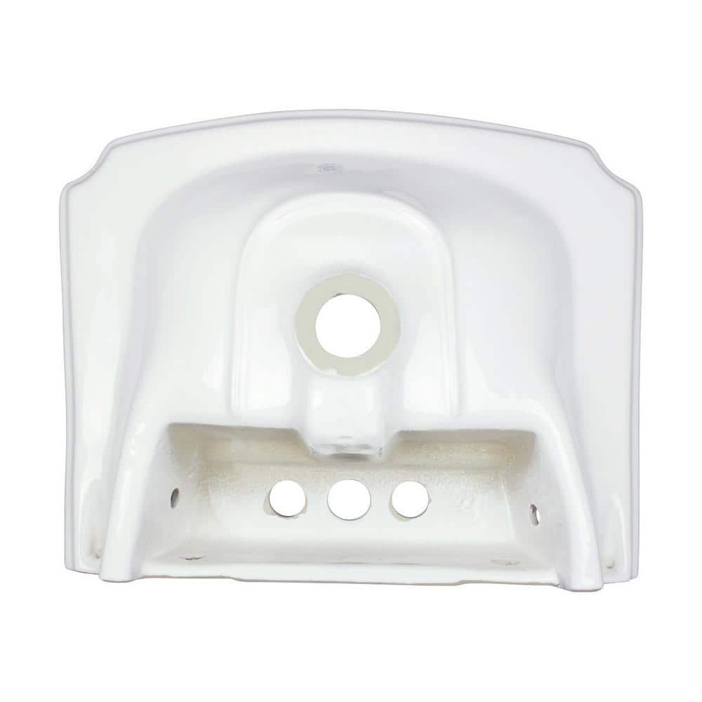 White Ceramic Pedestal Bathroom Sink with Overflow