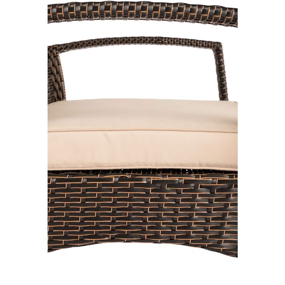 Mocha Wicker Outdoor Armchair with Khaki Cushion