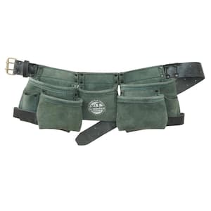 9-Pocket Children Tool Apron in Hunter Green Suede Leather