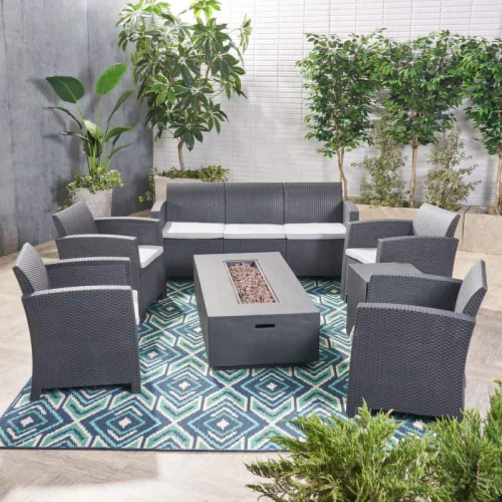 5 Pieces Wicker Patio Conversation Set with Gray Cushions, Outdoor Rattan Sofa Set for Backyard, Garden, Poolside, Black price history on PriceWatchPro