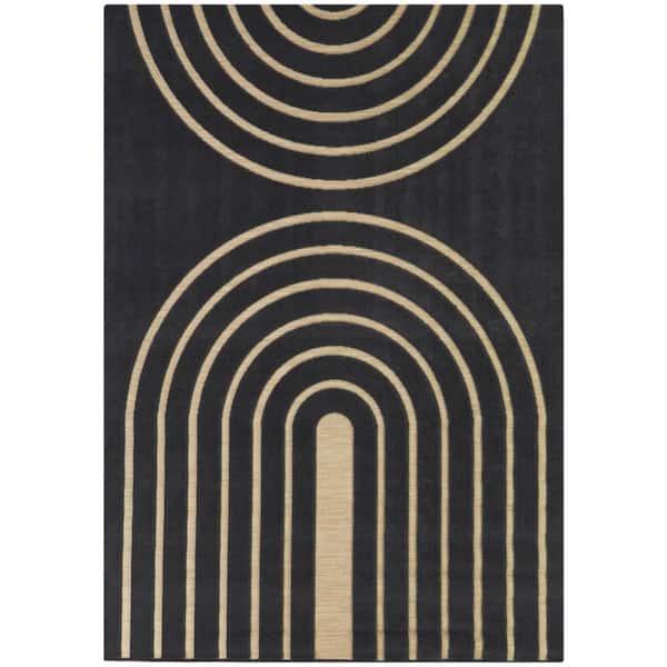 Berrigan Charcoal 8 ft. x 10 ft. Stripe Indoor/Outdoor Area Rug