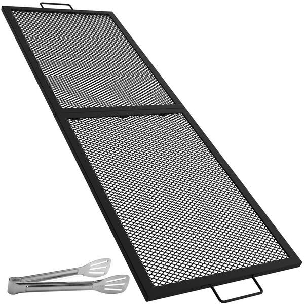 VEVOR Fireplace Grate 44 in. x 15 in. Foldable Rectangle Campfire BBQ