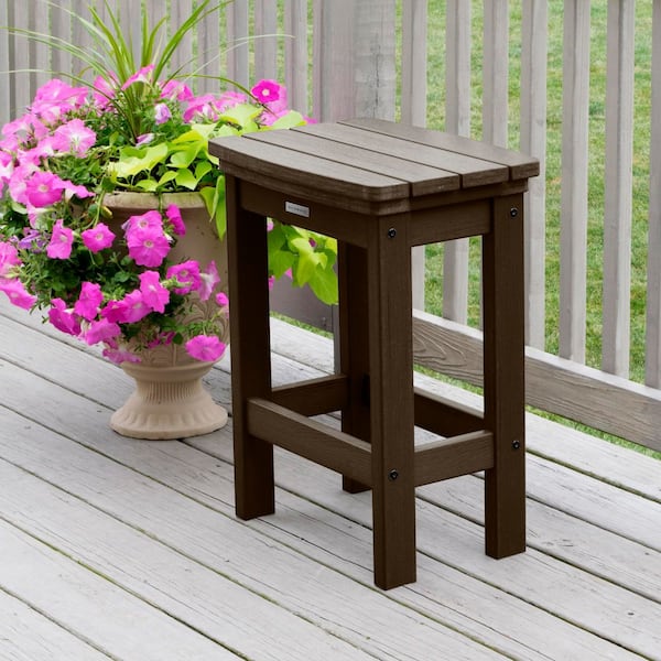 Highwood Lehigh Weathered Acorn Counter-Height Recycled Plastic Outdoor Bar Stool