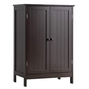 23.5 in. W x 14 in. D x 34.5 in. H Brown Bathroom Floor Storage Linen Cabinet Double Door Kitchen Cupboard