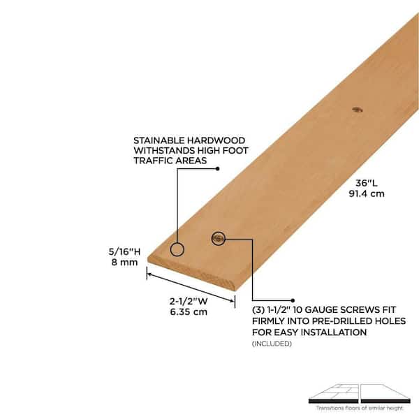 3 ft. x 2-1/2 in. x 1/2 in. Oak Seam Binder Moulding Hardwood Trim