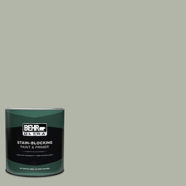 BEHR ULTRA 1 qt. #ICC-56 Green Tea Semi-Gloss Enamel Exterior Paint & Primer