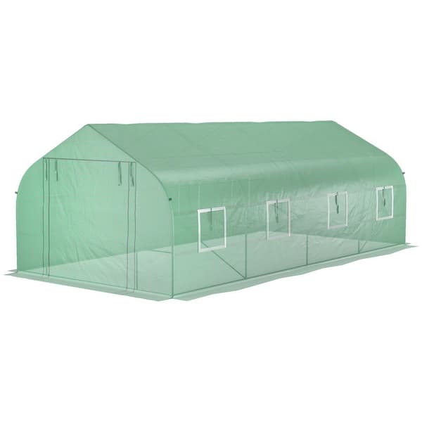 20 ft. x 10 ft. x 7 ft. Walk-In Tunnel Greenhouse Planter with Zippered Mesh Door and Galvanized Steel Frame